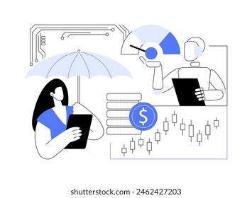AI-Analyzed Investment Risks abstract concept vector illustration. Personal Finance. Assess investment risks using AI for a balanced portfolio. AI Technology. abstract metaphor.