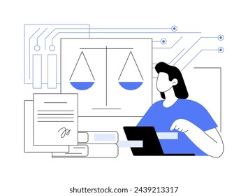 AI-Analyzed Legal Precedent abstract concept vector illustration. Legal Services. Analyzing and assessing the impact of legal precedent on specific cases using AI Technology. abstract metaphor.