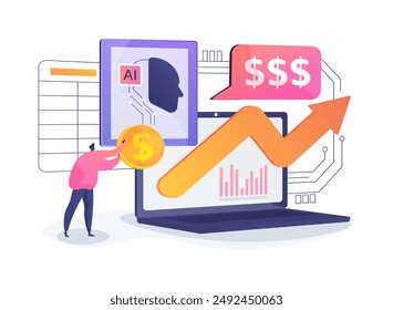 AI-Analyzed Market Research abstract concept vector illustration. Finance and Accounting. Market trends, customer behavior analysis, financial decision-making. AI Technology. abstract metaphor.