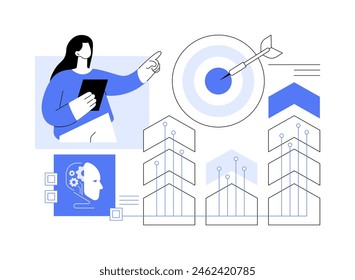 AI-Analyzed Market Trends abstract concept vector illustration. E-commerce. Tacking market trends and customer behavior through AI insights. Online business. AI Technology. abstract metaphor.