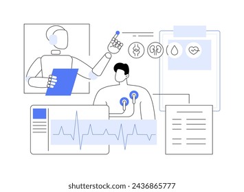 AI-Analyzed Patient Health Monitoring abstract concept vector illustration. Healthcare. Monitor patient health, alerts for potential health issues. AI Technology. abstract metaphor.