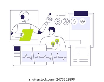 AI-Analyzed Patient Health Monitoring abstract concept vector illustration. Healthcare. Monitor patient health, alerts for potential health issues. AI Technology. abstract metaphor.