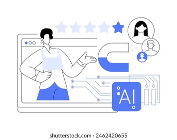 AI-Analyzed Reputation Management abstract concept vector illustration. Public Relations. Manage and improve brand online reputation with AI-powered sentiment analysis. abstract metaphor.