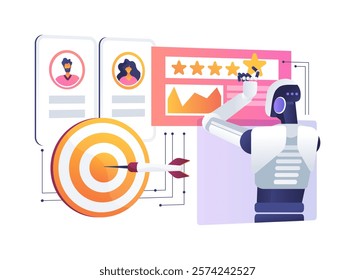 AI-Analyzed Reputation Management abstract concept vector illustration. Public Relations. Manage and improve brand online reputation with AI-powered sentiment analysis. abstract metaphor.