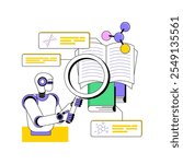 AI-Analyzed Scientific Literature abstract concept vector illustration. Research and Development. Extract insights from scientific literature with AI-driven text analysis. abstract metaphor.