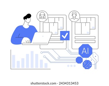 AI-Analyzed Supplier Performance abstract concept vector illustration. Supply Chain Management. Evaluate supplier performance using AI analytics. AI Technology. abstract metaphor.