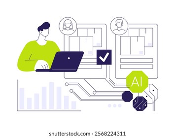 AI-Analyzed Supplier Performance abstract concept vector illustration. Supply Chain Management. Evaluate supplier performance using AI analytics. AI Technology. abstract metaphor.
