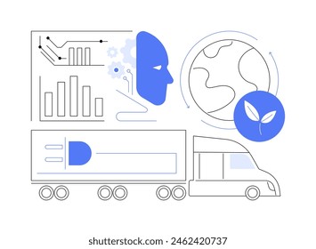 AI-Analyzed Sustainability in Transportation abstract concept vector illustration. Transportation and Logistics. Reduce the environmental impact using AI-driven insights. abstract metaphor.