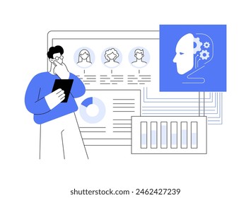 AI-Analyzed User Behavior abstract concept vector illustration. Cybersecurity. Detect anomalies in user behavior, identify potential insider threats with AI Technology. abstract metaphor.