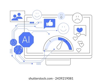 KI-analysierte Viewer Engagement abstrakte Konzept Vektor-Illustration. Unterhaltung. Analysieren Sie die Einbindung des Publikums bei Live-Übertragungen, passen Sie Inhalte in Echtzeit an.