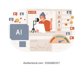 AI-Analyzed Viewer Engagement ilustração de vetor de conceito abstrato. Entretenimento. Analise o envolvimento do público durante transmissões ao vivo, ajuste o conteúdo em tempo real.