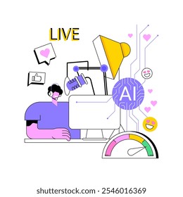 AI-Analyzed Viewer Engagement ilustração de vetor de conceito abstrato. Entretenimento. Analise o envolvimento do público durante transmissões ao vivo, ajuste o conteúdo em tempo real.