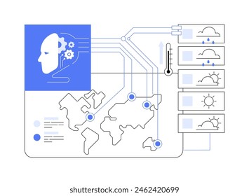 AI-Analyzed Weather Forecasting abstract concept vector illustration. Environmental Management. Weather forecasting models and disaster prediction using AI algorithms. abstract metaphor.