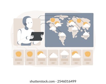 AI-Analyzed Weather Forecasting abstract concept vector illustration. Environmental Management. Weather forecasting models and disaster prediction using AI algorithms. abstract metaphor.