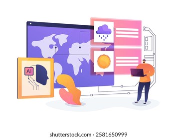 AI-Analyzed Weather Forecasting abstract concept vector illustration. Environmental Management. Weather forecasting models and disaster prediction using AI algorithms. abstract metaphor.