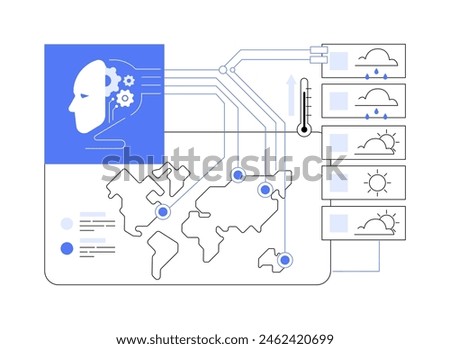 AI-Analyzed Weather Forecasting abstract concept vector illustration. Environmental Management. Weather forecasting models and disaster prediction using AI algorithms. abstract metaphor.