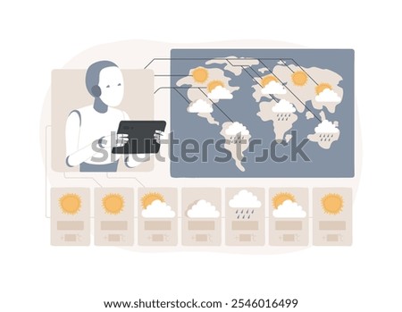 AI-Analyzed Weather Forecasting abstract concept vector illustration. Environmental Management. Weather forecasting models and disaster prediction using AI algorithms. abstract metaphor.