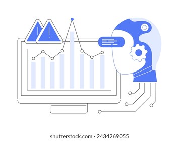 KI-Anomalie Detektion abstraktes Konzept Vektor-Illustration. Datenanalyse. Ungewöhnliche Datenmuster oder Anomalien zur weiteren Untersuchung erkennen und kennzeichnen. KI-Technologie. Abstrakte Metapher.