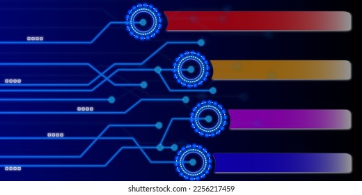 AI(Artificial Intelligence) infographic. AI cyber space with infographic technology 4 step on dark blue background.
