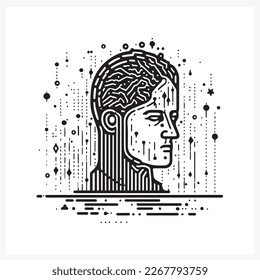 AI(Inteligencia Artificial). diagrama de redes neuronales, cibernetica, resolución de problemas, futurista, robótica y aprendizaje profundo.