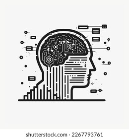 AI(Artificial Intelligence). neural network diagram, cybernetics, problem solving, Futuristic, Robotics machine and deep learning.
