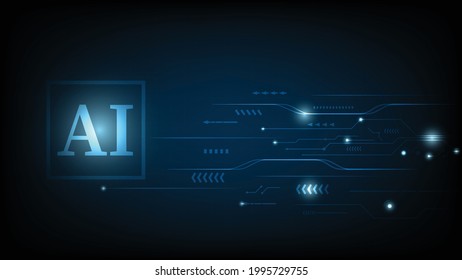 Texto de IA (Inteligencia Artificial) con el fondo del diseño del circuito de tecnología de alta tecnología. innovación conceptual. ilustración vectorial.