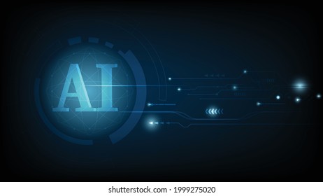 AI(Artificial Intelligence) wording with the hi-tech technology circuit design background. concept innovation. vector illustration.