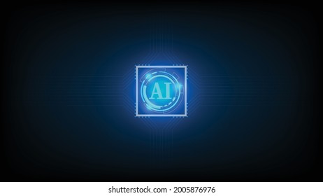 AI(Artificial Intelligence) wording with the hi-tech technology circuit design background. concept innovation. vector illustration.