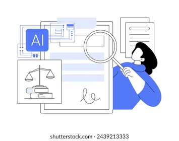 AI-Assisted Contract Analysis abstract concept vector illustration. Legal Services. Reviewing and extracting important information from contracts using AI Technology. abstract metaphor.