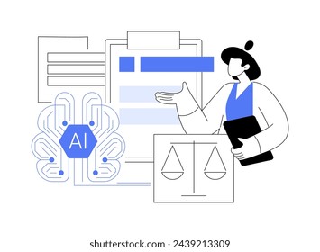 AI-Assisted Legal Process Optimization abstract concept vector illustration. Legal Services. Workflow, collaboration, knowledge management in legal practices. AI Technology. abstract metaphor.