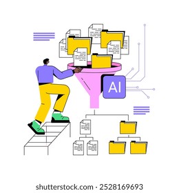 AI-Automated Data Preprocessing conceito abstrato vetor ilustração. Análise de dados. Automatize as tarefas de limpeza, transformação e normalização de dados com a tecnologia AI.