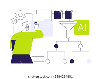 AI-Automated Data Preprocessing abstract concept vector illustration. Data Analysis. Automate data cleansing, transformation, and normalization tasks with AI Technology. abstract metaphor.