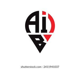 diseño de logotipo de la forma de ubicación de letras AIB