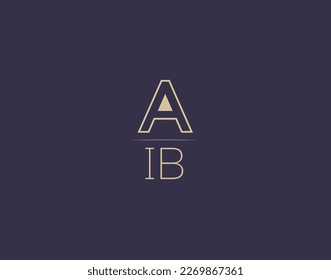 Diseño del logotipo de la carta AIB imágenes vectoriales minimalistas modernas