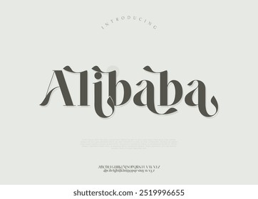 Logotipo de fonte das letras do alfabeto moderno Aibaba. Tipografia de luxo letras mínimas decorativo casamento vintage retro logos. ilustração vetorial