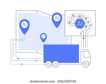 AI-Backed Autonomous Vehicles abstract concept vector illustration. Transportation and Logistics. Self-driving vehicles with AI perception and decision-making. AI Technology. abstract metaphor.