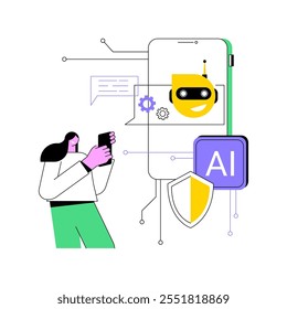 AI-Backed Customer Support abstract concept vector illustration. Insurance. Efficient customer support with AI chatbots and virtual assistants. AI Technology. abstract metaphor.