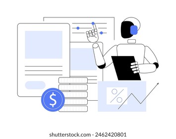 AI-Backed Dynamic Pricing abstract concept vector illustration. E-commerce. Adjust product prices based on demand, competitor pricing, and market trends. AI Technology. abstract metaphor.