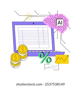 AI-Backed Dynamic Pricing conceito abstrato vetor ilustração. Comércio eletrônico. Ajuste os preços dos produtos com base na demanda, nos preços do concorrente e nas tendências de mercado. Tecnologia AI. metáfora abstrata.