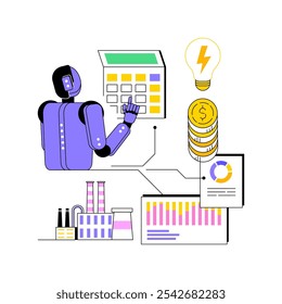 AI-Backed Energy Pricing abstract concept vector illustration. Energy. Fair energy pricing through AI analysis of supply and demand dynamics. AI Technology. abstract metaphor.
