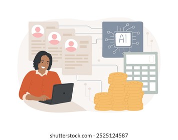 AI-Backed Payroll and Benefits Management abstract concept vector illustration. Human Resources. Automate payroll, benefits and compensation management process. AI Technology. abstract metaphor.