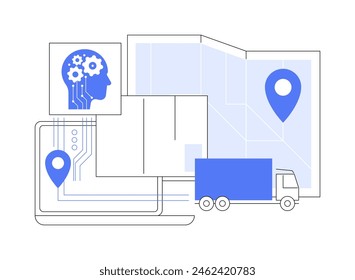 AI-Backed Shipping and Delivery Optimization abstract concept vector illustration. E-commerce. Streamline delivery operations for faster and more cost-effective shipping. AI Technology. abstract