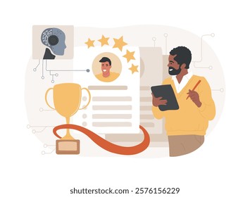 AI-Backed Talent Scouting abstract concept vector illustration. Sports Analytics. Identify talents in sports by analyzing player statistics and skills. AI Technology. abstract metaphor.