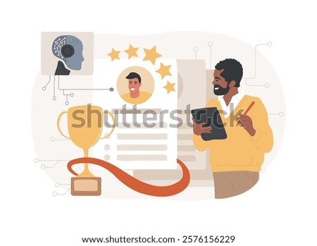 AI-Backed Talent Scouting abstract concept vector illustration. Sports Analytics. Identify talents in sports by analyzing player statistics and skills. AI Technology. abstract metaphor.