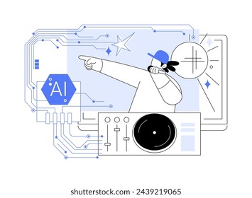 AI-Backed Virtual Performances abstract concept vector illustration. Entertainment. Virtual or holographic performances of artists and entertainers made with AI Technology. abstract metaphor.