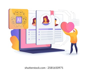 AI-Backed Volunteer Matching abstract concept vector illustration. Nonprofit and Social Impact. Match volunteers with opportunities that align with their skills using AI. abstract metaphor.