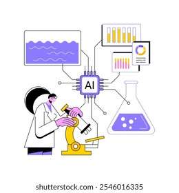 AI-Backed Water Quality Control abstract concept vector illustration. Environmental Management. Monitor and maintain water quality with AI sensors. AI Technology. abstract metaphor.