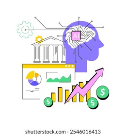 AI-Backed Wealth Management and Advisory abstract concept vector illustration. Finance and Accounting. Personalized financial advice and assets management. AI Technology. abstract metaphor.