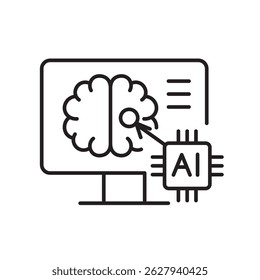 AI-based brain diagnostics icon for neurology platforms mental health tools and medical analytics
