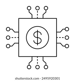 AI-Based Financial Management. Automated Finance Icon. Digital AI Budgeting Icon. Smart Financial Planning Icon. Tech Finance AI Icon.